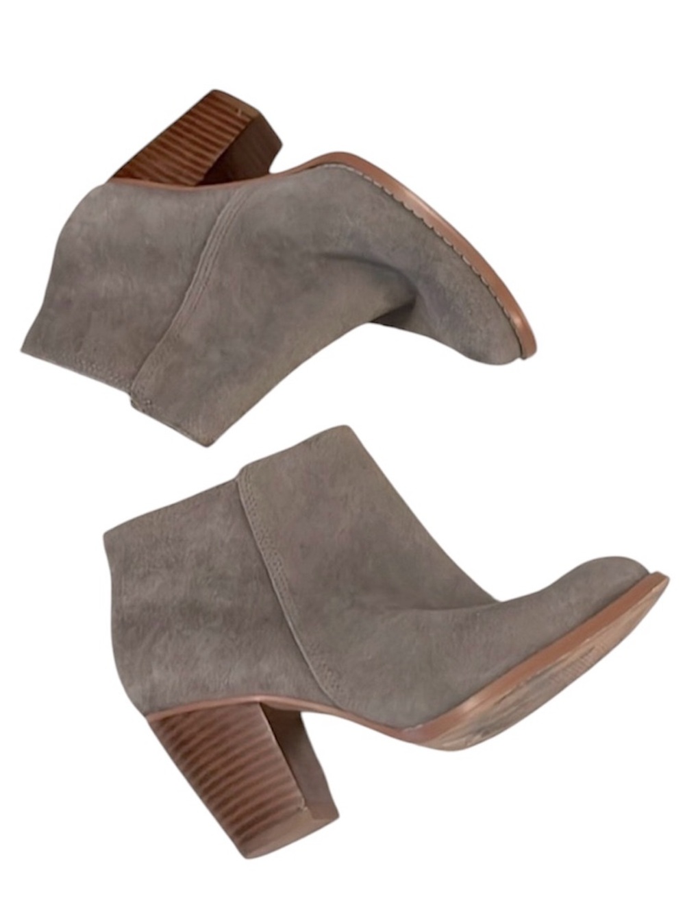 Seychelles Women’s Taupe Tan Neutral Suede Leather Block Heel Ankle Booties 7.5